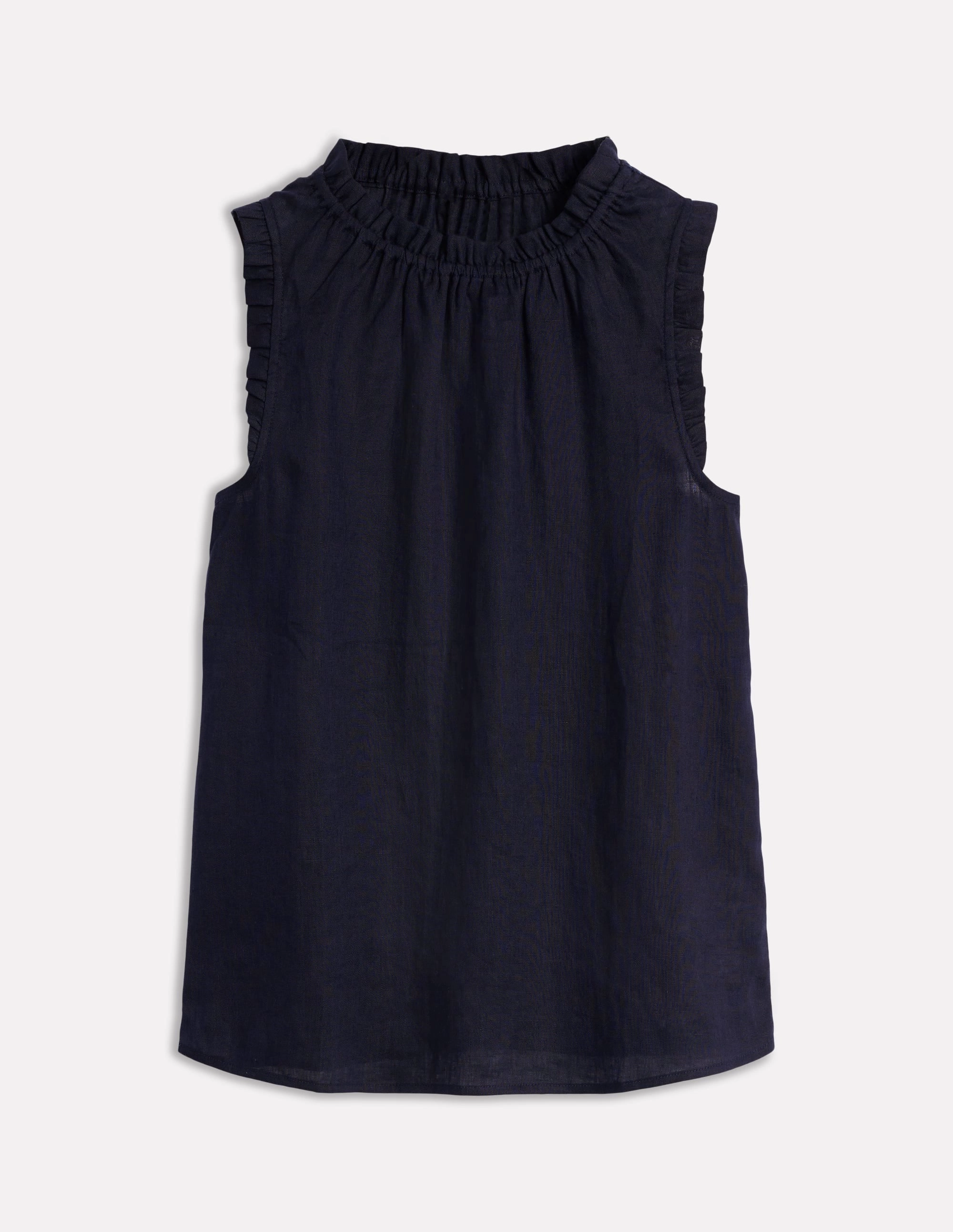 Sophie Ruffle Linen Top-Navy Lightweight