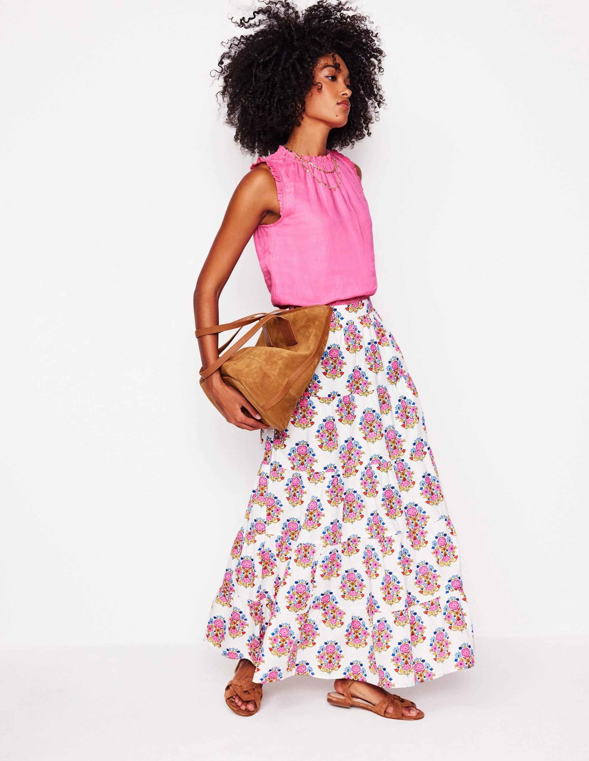 Sophie Ruffle Linen Top-Pink Rose OdorResistantTechnology