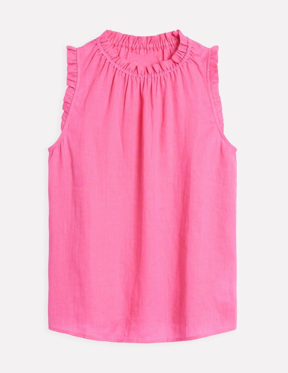 Casual Tank Sophie Ruffle Linen Top-Pink Rose