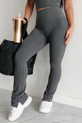 Good Habits Slim Flare Leggings (Charcoal) Mesh Lined