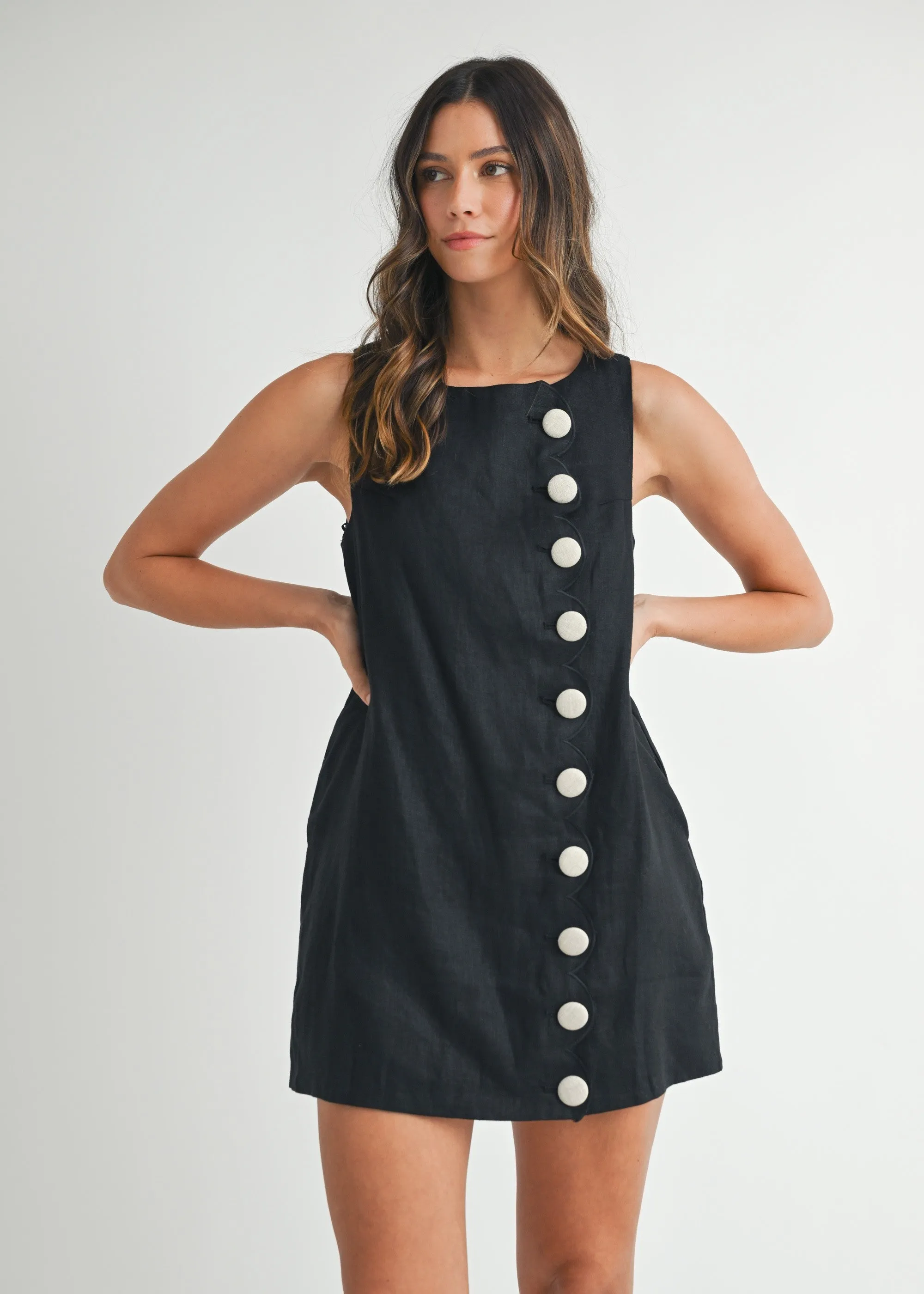 Stylish Layer STELLA BUTTON DETAIL MINI DRESS