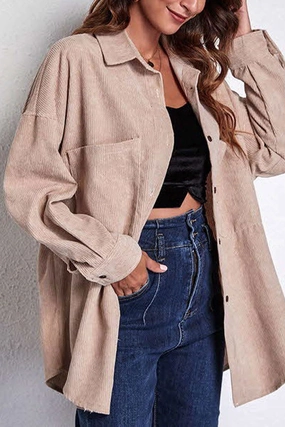 STITCHING POCKETS CORDUROY SHIRT WrinkleFree Finish