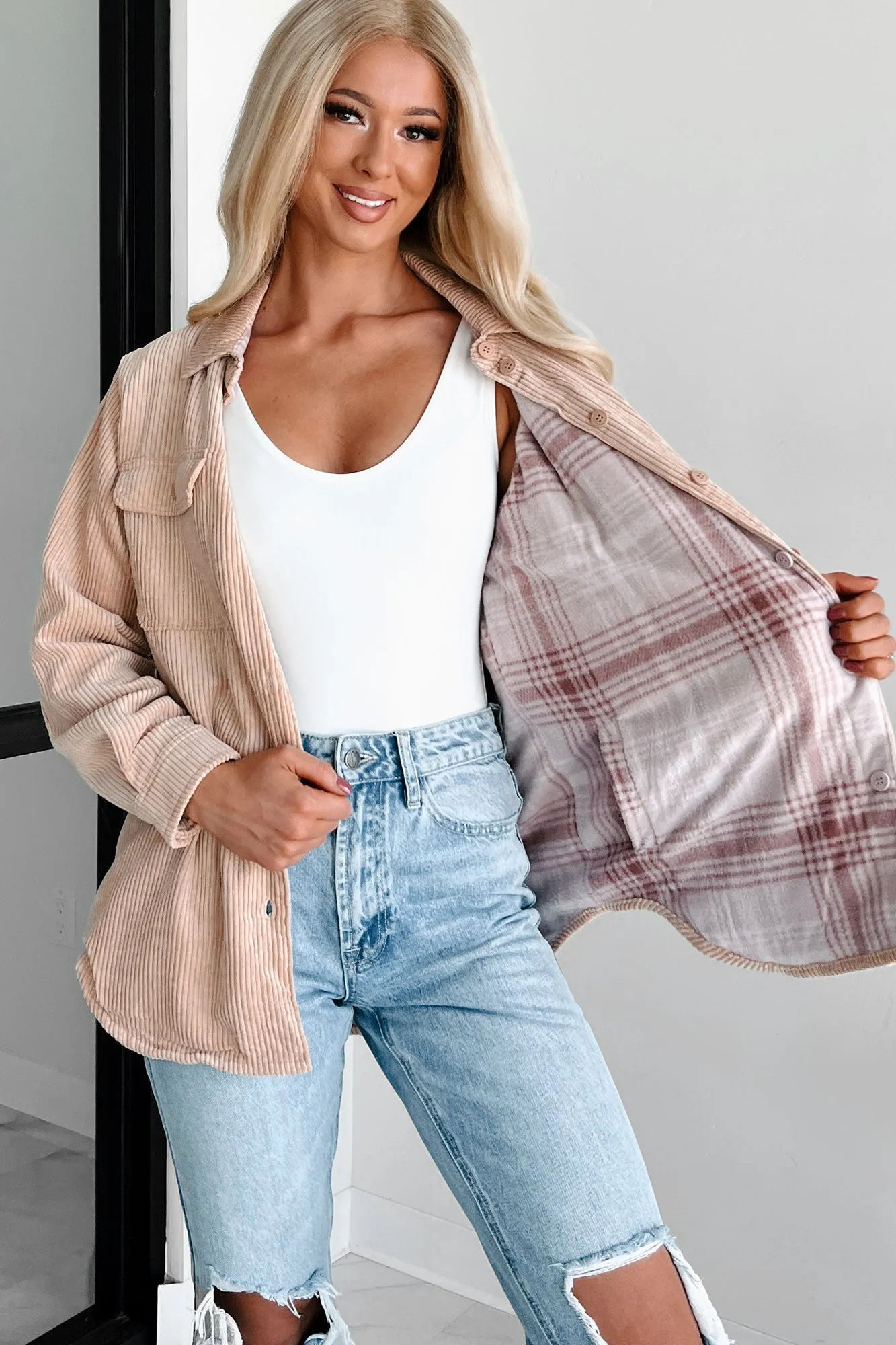 Determination When The Leaves Turn Reversible Corduroy Jacket (Camel)