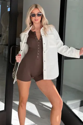 High-Tech Fabric DOORBUSTER Pure Charm Textured Shacket (Ivory)