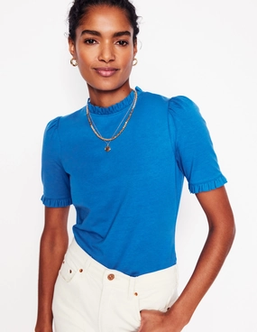AntiPillingSurface Supersoft Frill Detail T-shirt-Gallery Blue