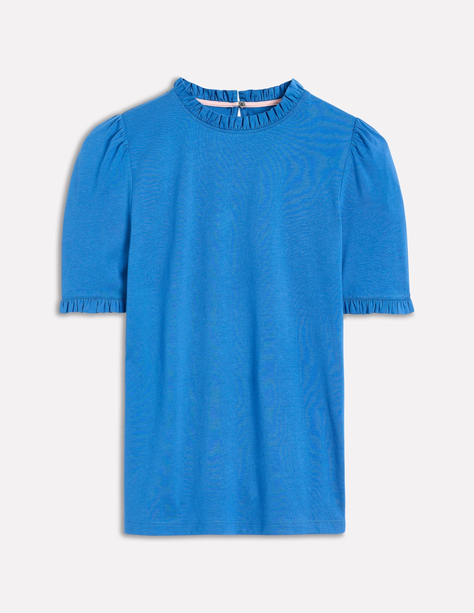 Moisture Wicking Material Supersoft Frill Detail T-shirt-Gallery Blue