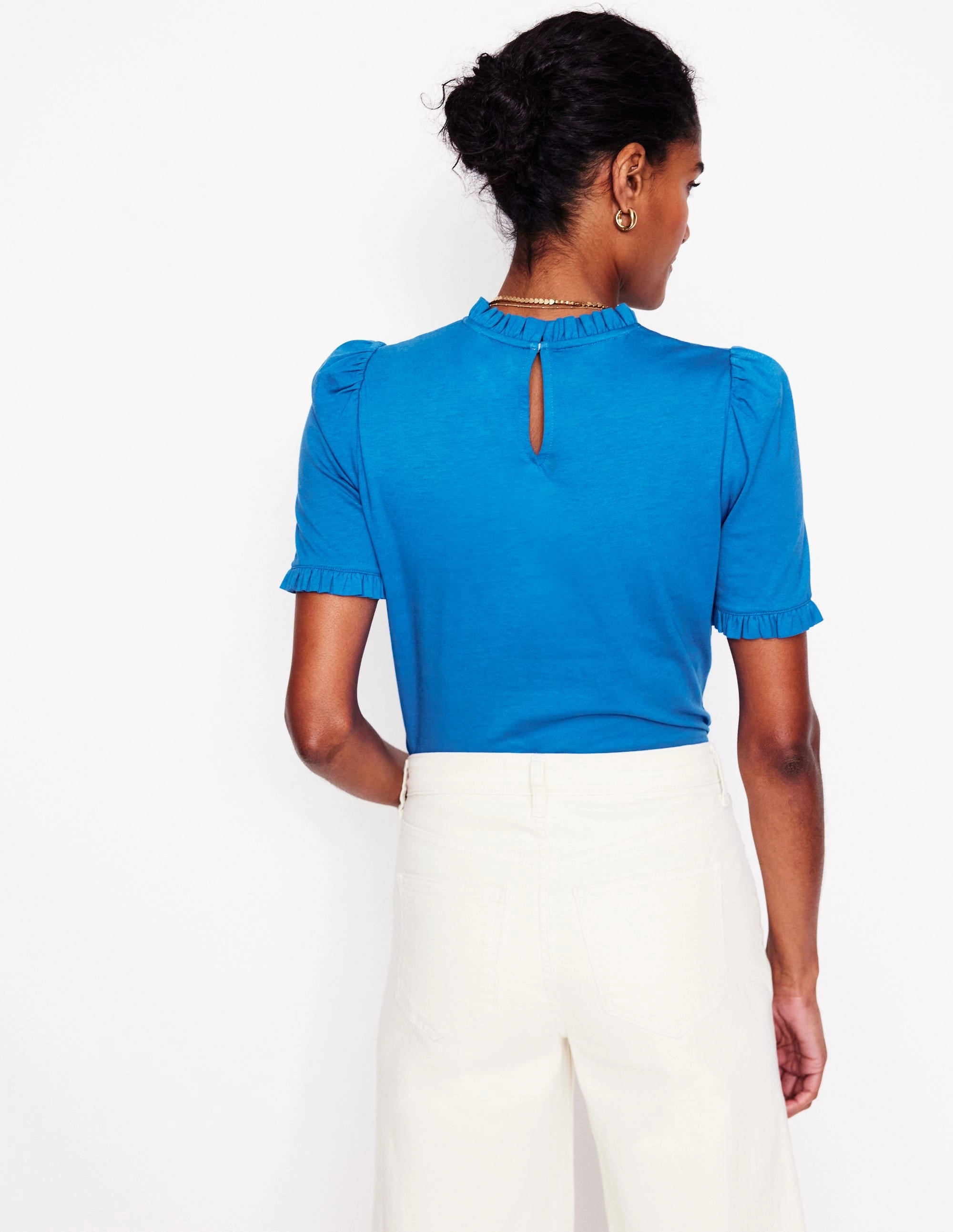 Supersoft Frill Detail T-shirt-Gallery Blue Warm Fabric