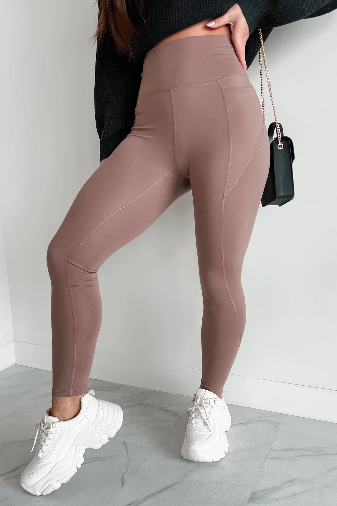 Strong Spirit Side Pocket Leggings (Dusty Taupe) Casual Comfort Fit