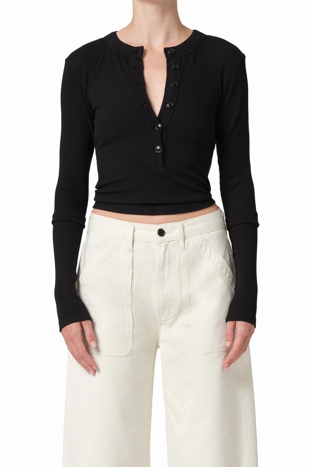 Active Blouse Varra Henley in Black