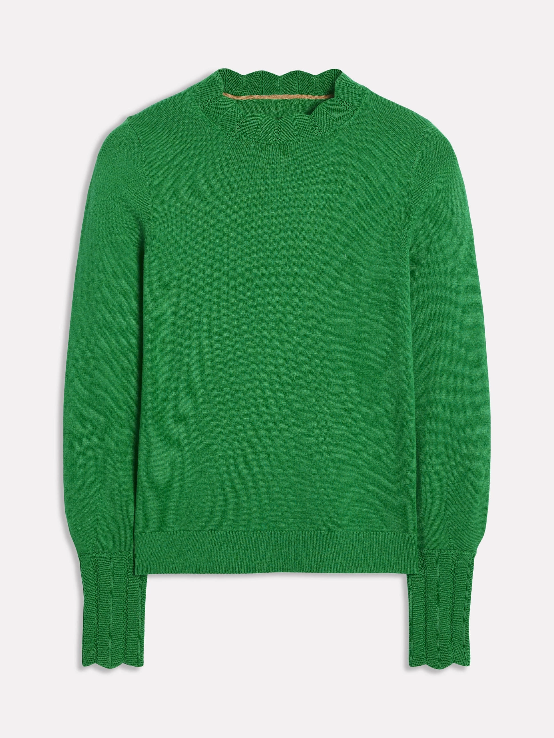 Clean Aesthetic Imi Scallop Trim Jumper-Rich Emerald