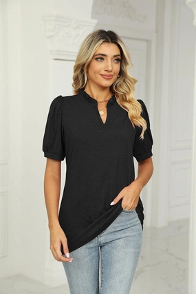 SUMMER SHORT SLEEVE CASUAL TOP Contrast Stitching