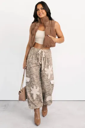 Sharp Comfort Sun Comes Up POL Drawstring Denim Joggers (Beige Camo)