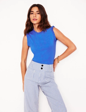 OdorResistantTechnology Flatlock Seam Design Supersoft Frill Detail Vest-Gallery Blue