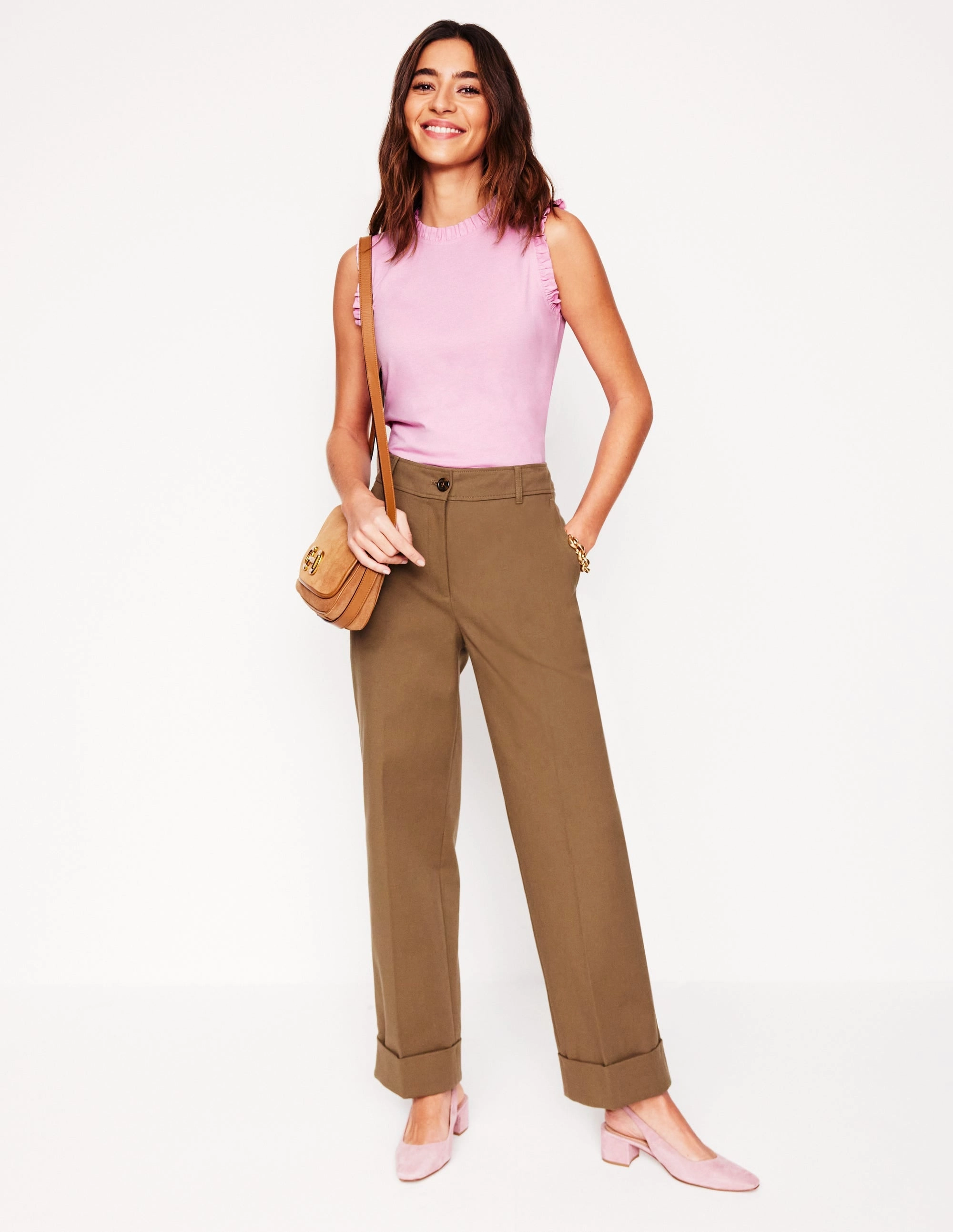 Grid Texture Fabric Supersoft Frill Detail Vest-Soft lavender