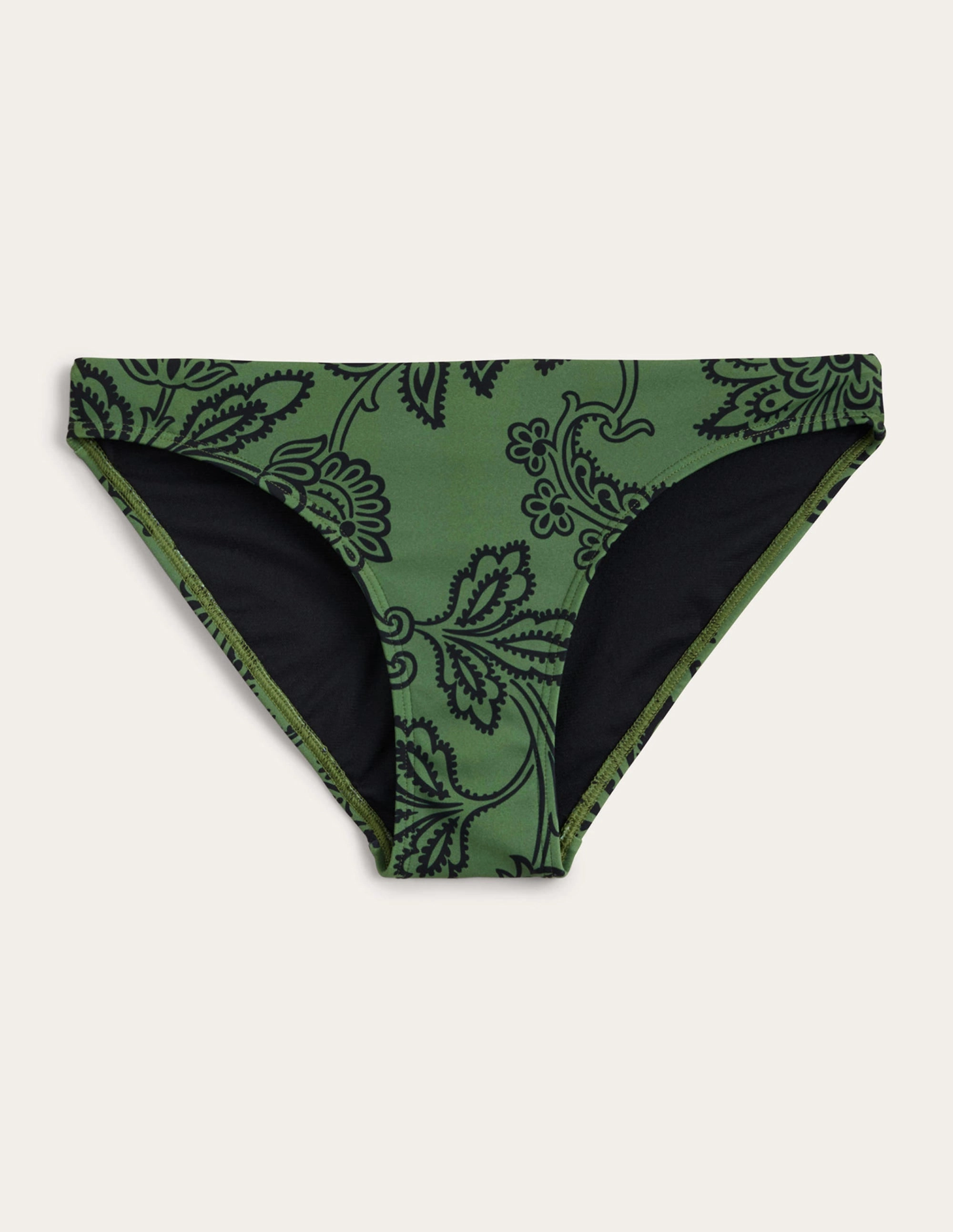 Two-Tone Style Waterfront Vacation Classic Bikini Bottoms-Winter Green, Meadow