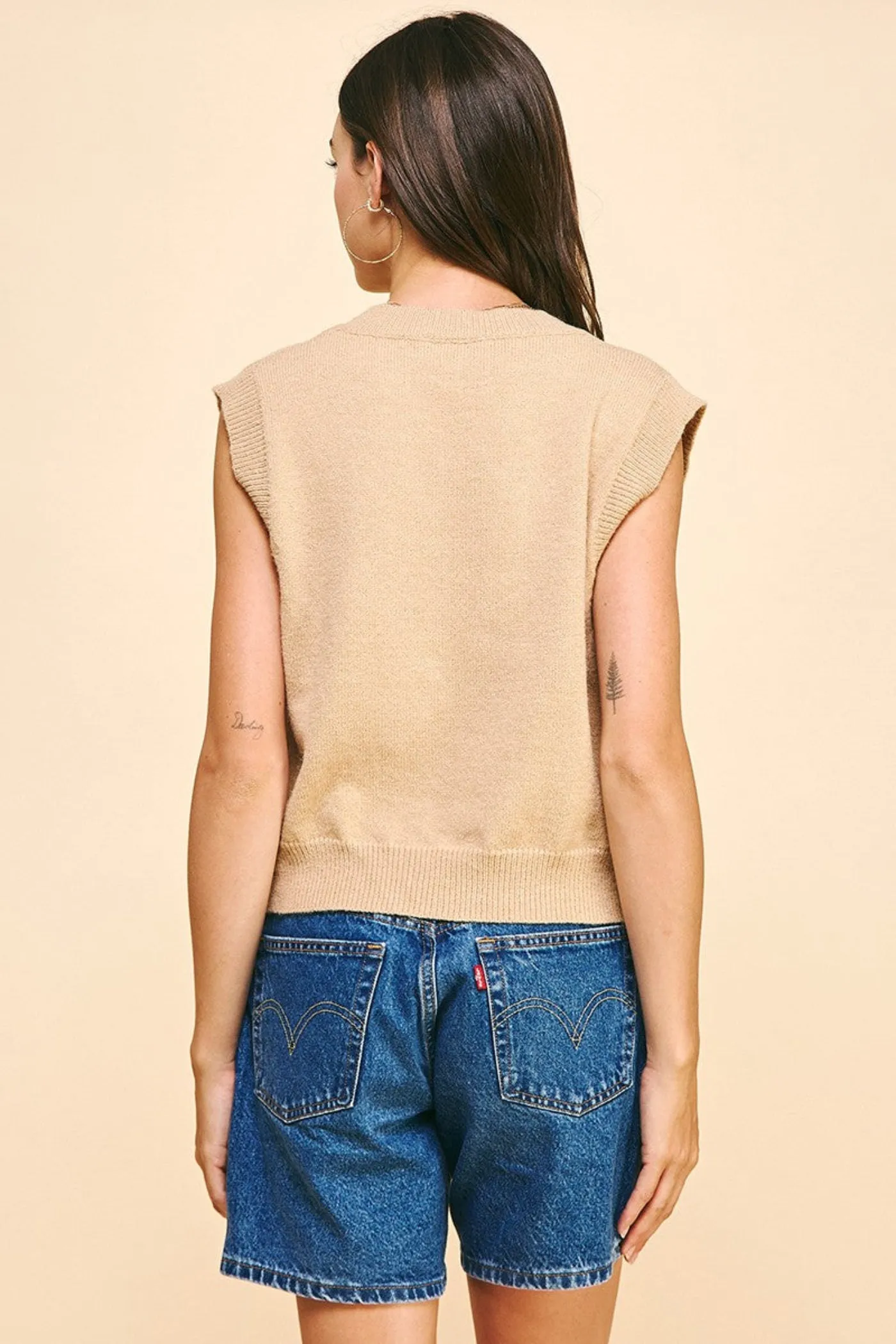 Erasable Surface Coating Thermal Regulating Design RILEY CABLE KNIT SWEATER VEST