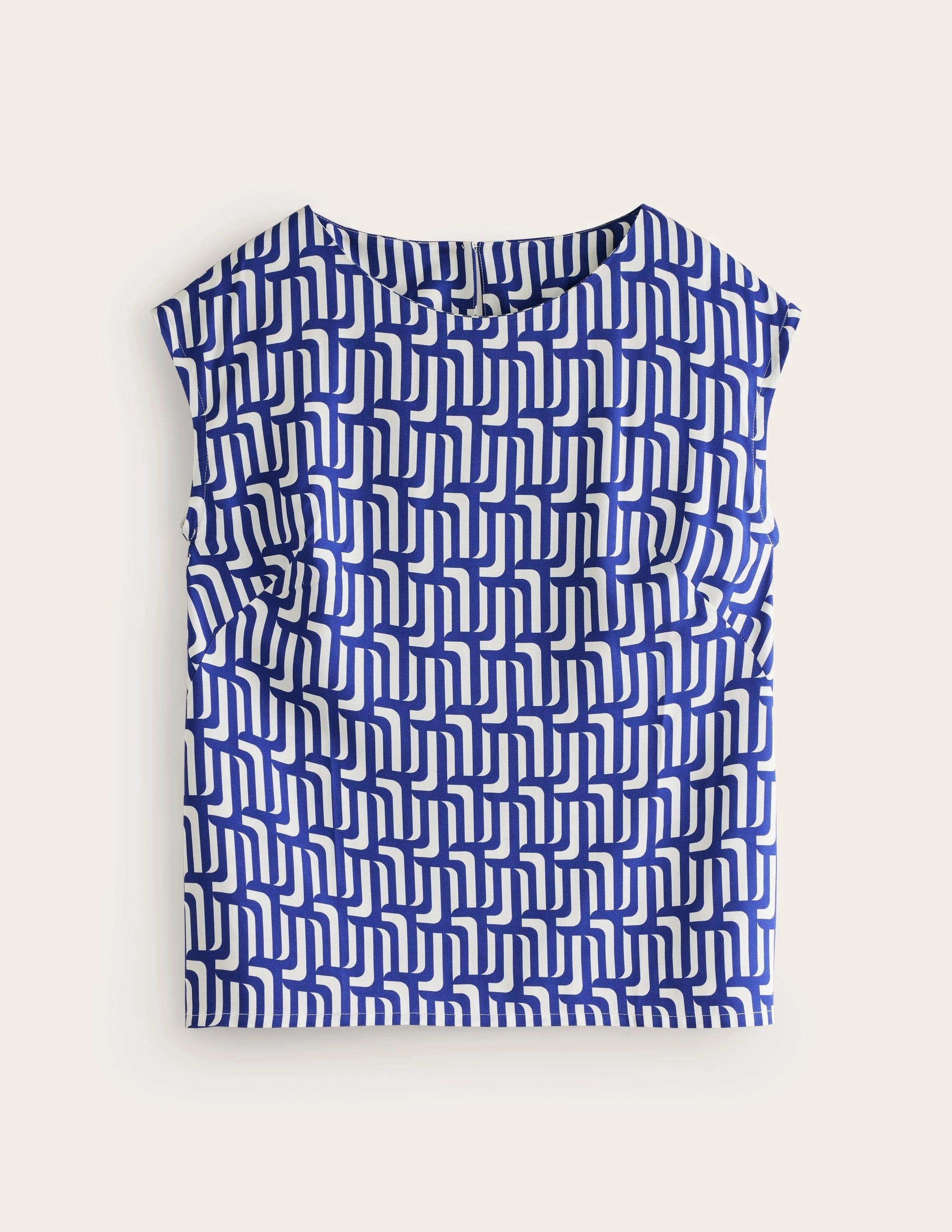 Adjustable drawstring Modern Shell Top-Sapphire Blue, Falling Geo