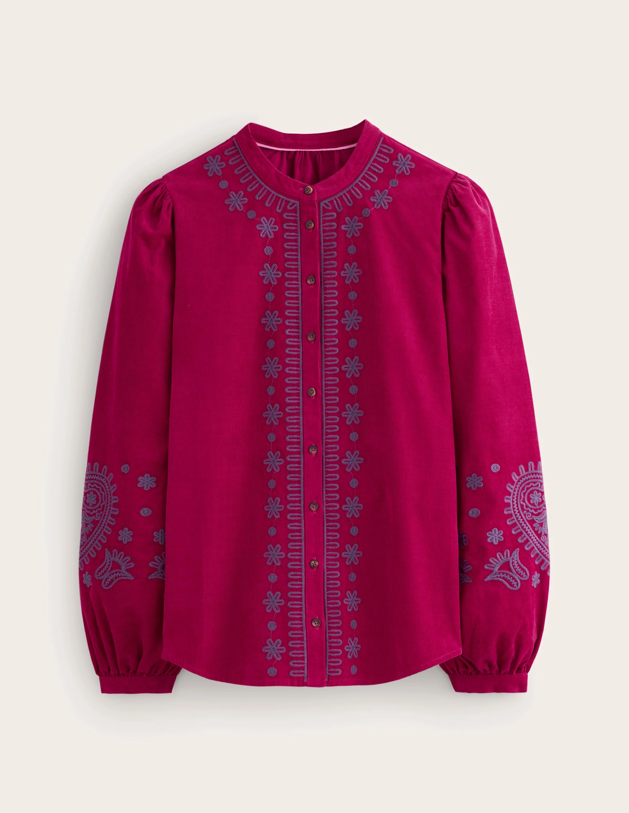 MinimalistAesthetic Theodora Cord Blouse-Cherry Jam