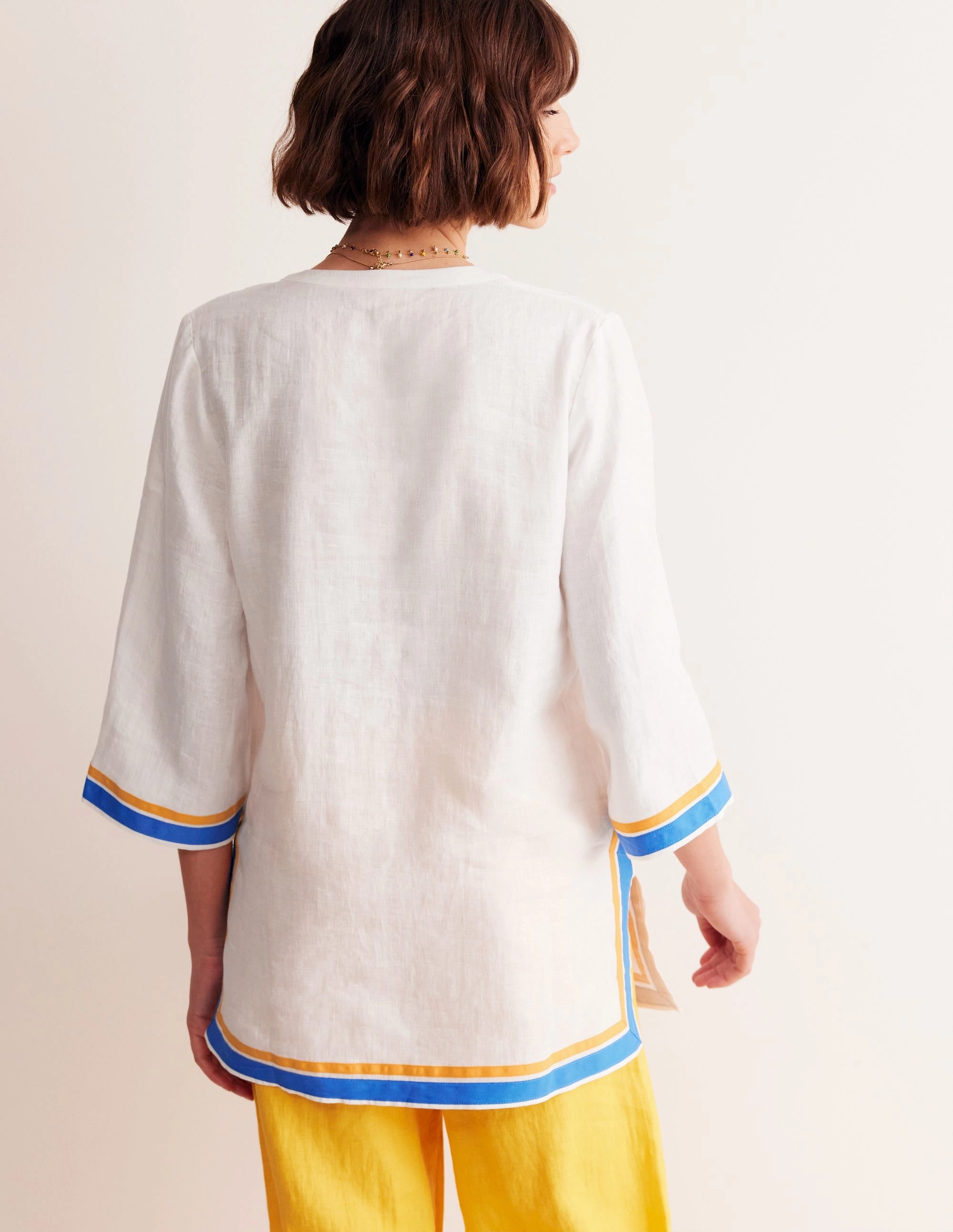 Neck Detail Tunic Top-White, Surf the Web High Density Knit
