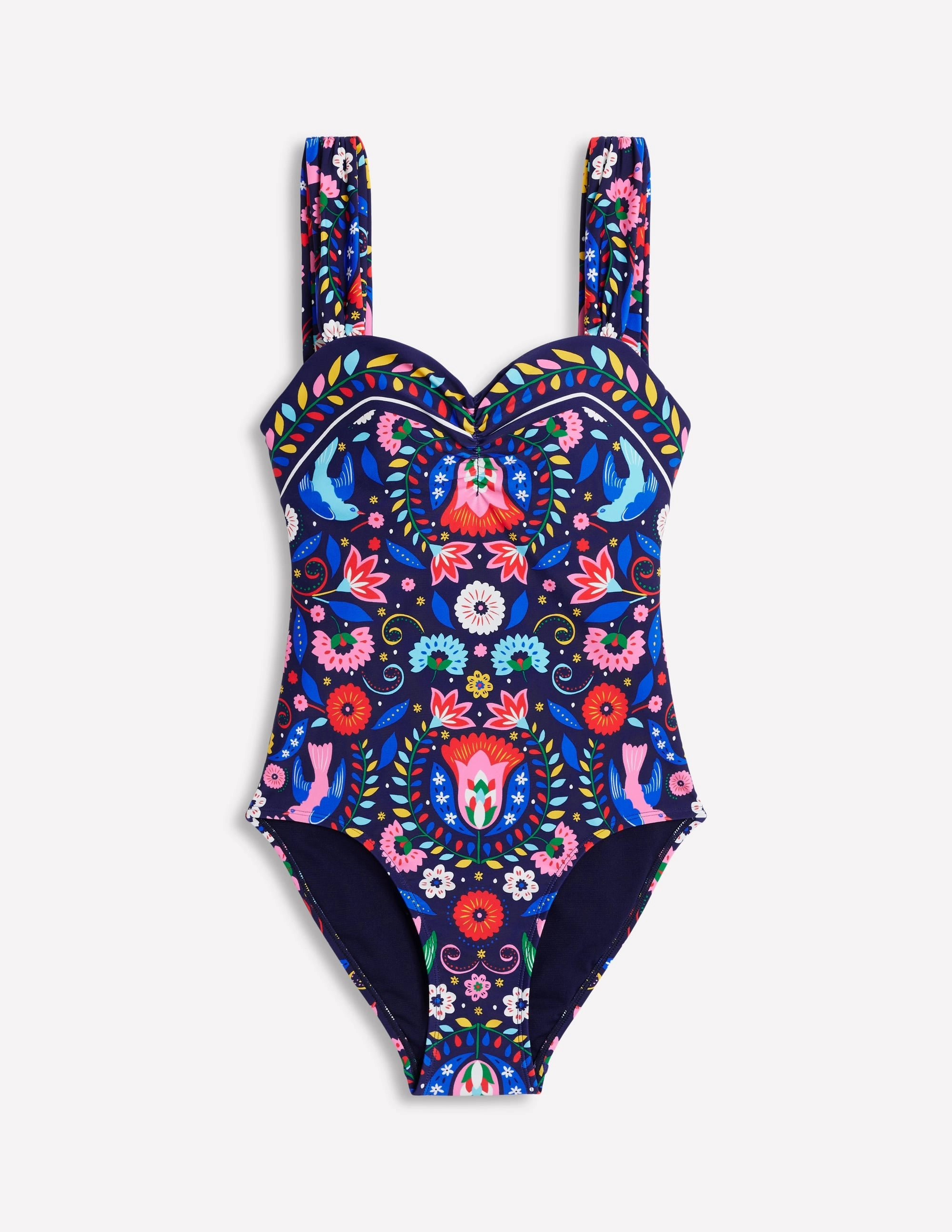 Sweetheart Swimsuit-Navy, Decorative Garden Built In Lining