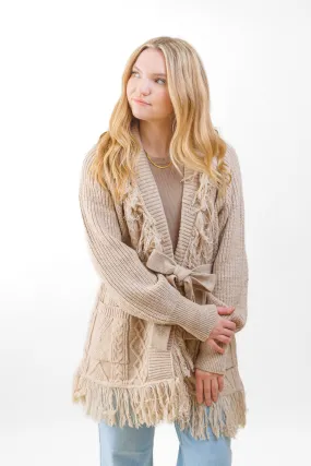 SYDNEY FRINGE CARDIGAN YarnDyedFabric ClassicCrewNeck
