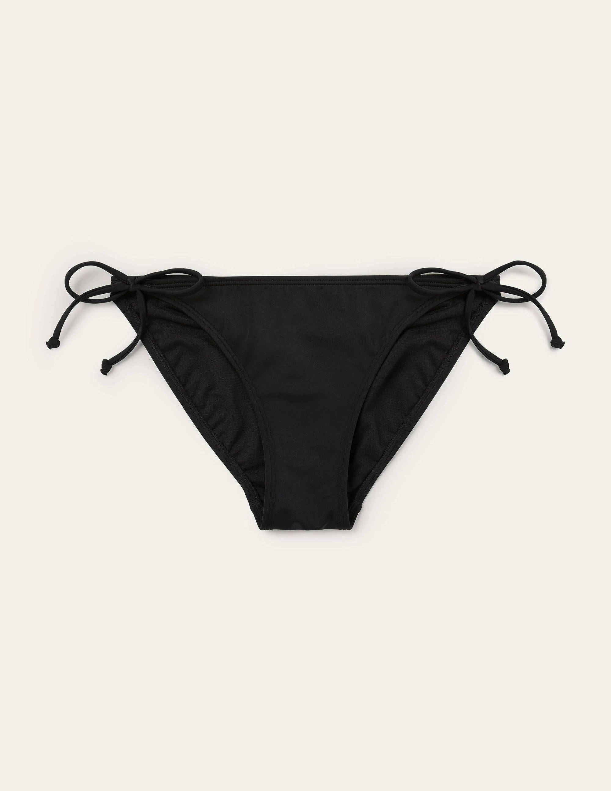 Flexible Cup Insert Rash Guard Symi String Bikini Bottoms-Black