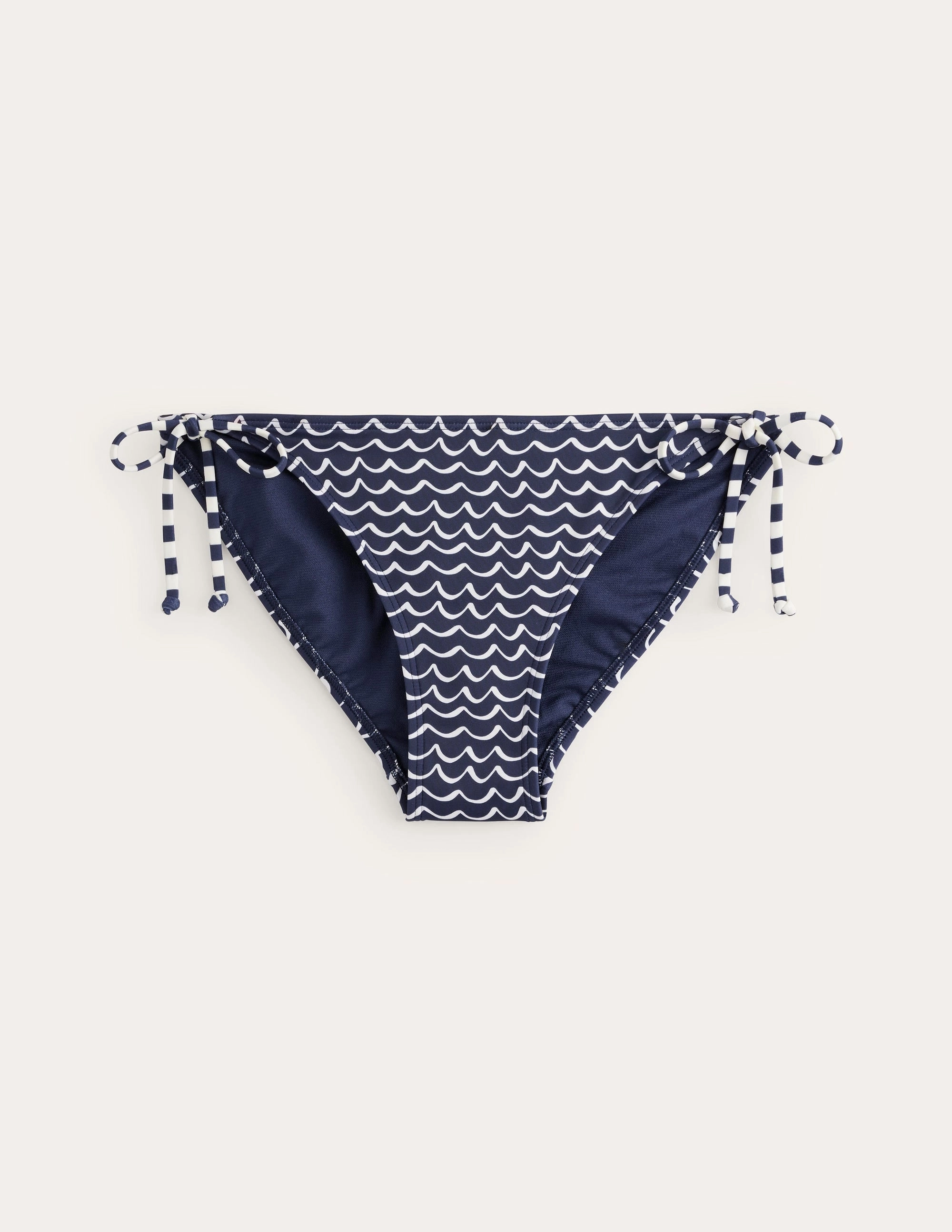 Rash Free Surface Texture Symi String Bikini Bottoms-French Navy, Seagull