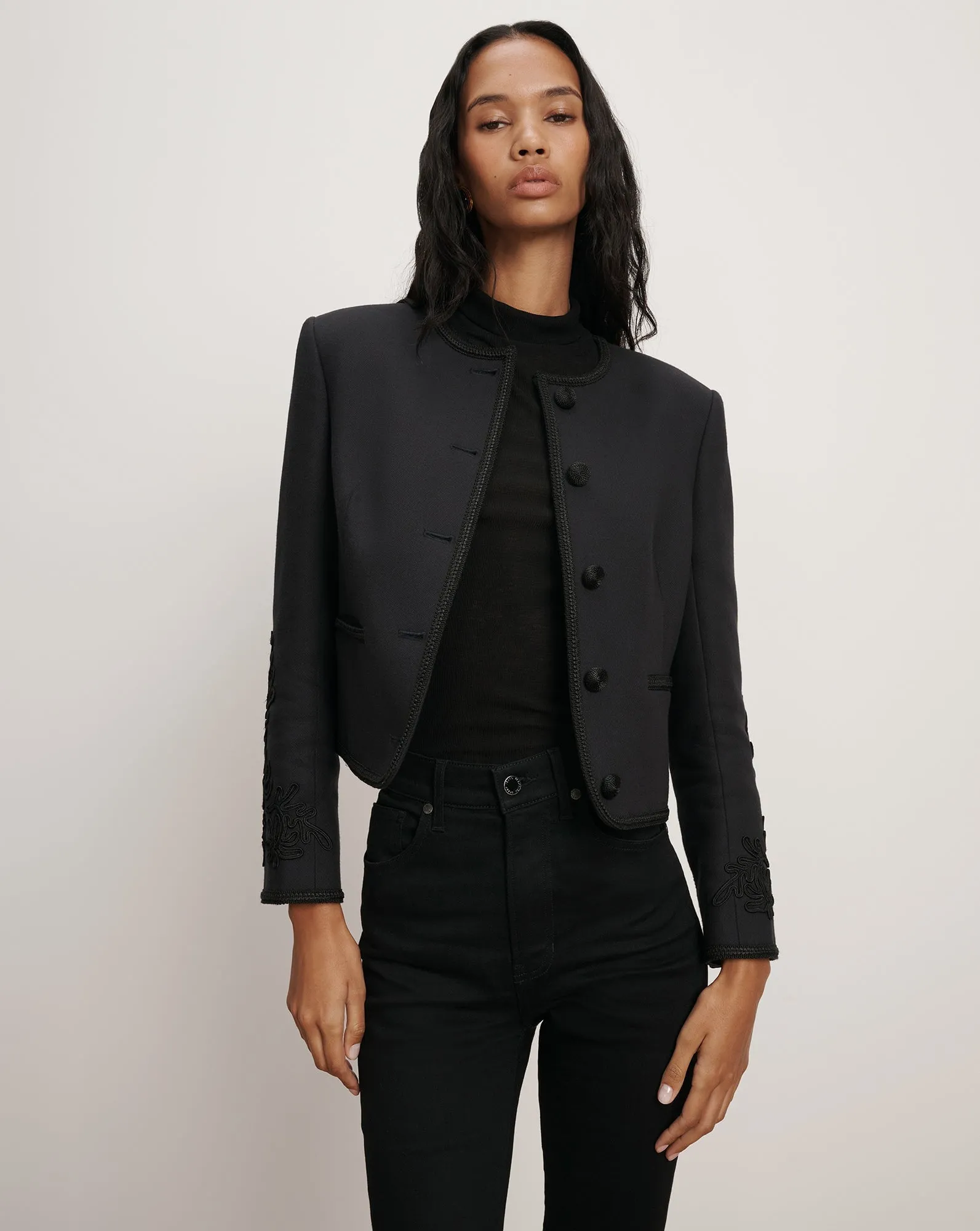 Latrell Embroidered Jacket Navy Windproof Barrier Winter Gear