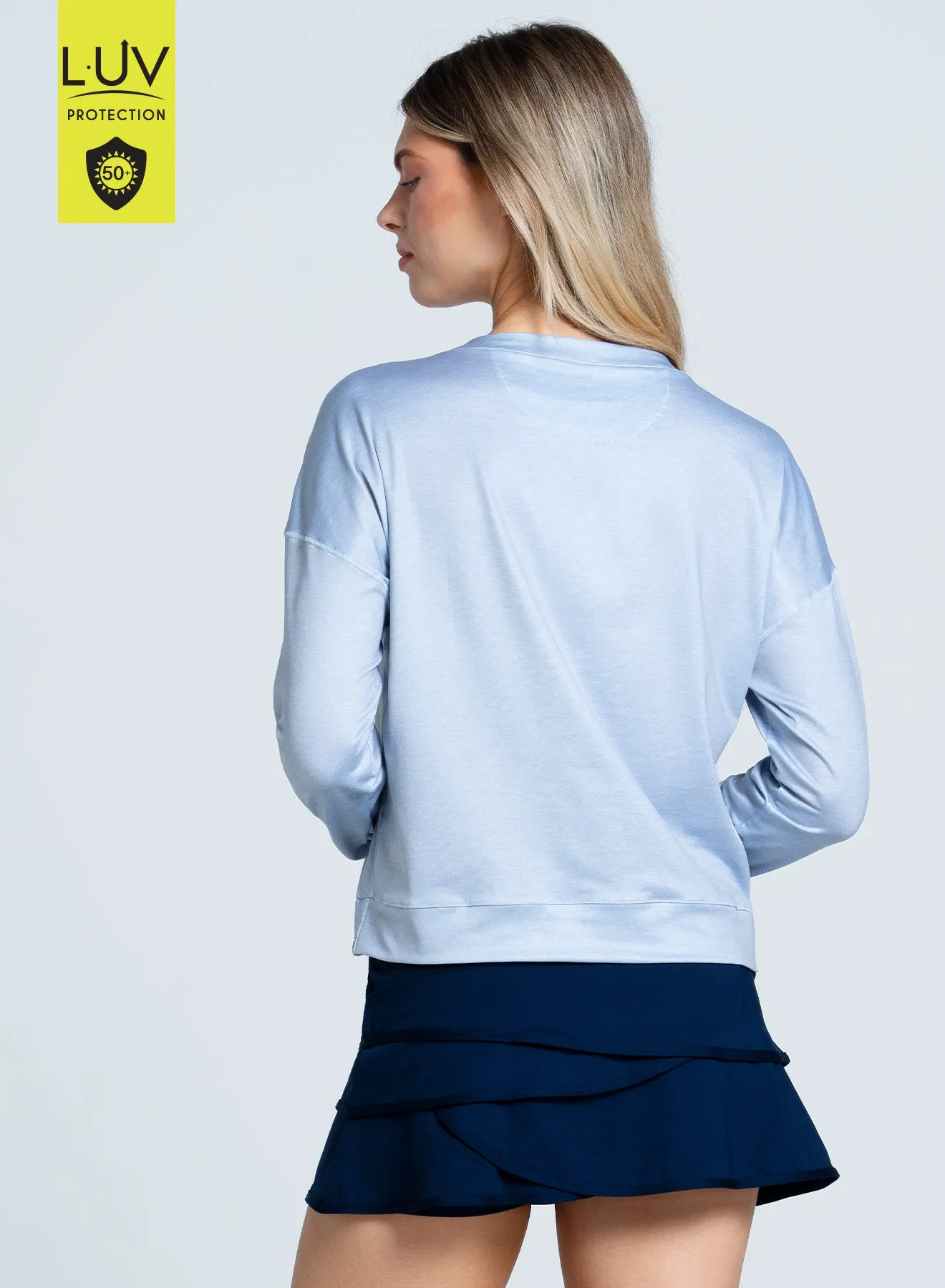 Heather Hype Long Sleeve Casual Sweater Airflow Mesh Insert