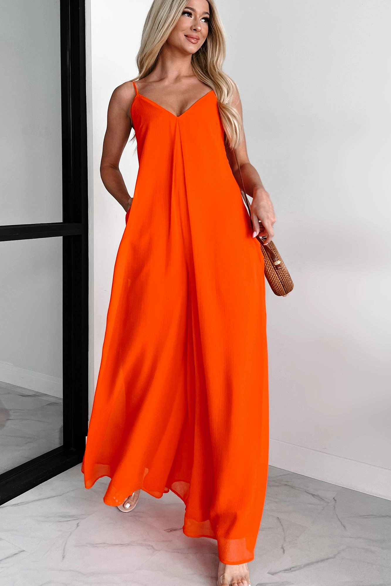 Take The Chance Wide Leg Jumpsuit (Red) Effortless weekend dress All Inclusive