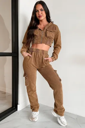 Light Shell Grace Talk Later Mineral Wash Hoodie & Sweatpants Set (Mocha)