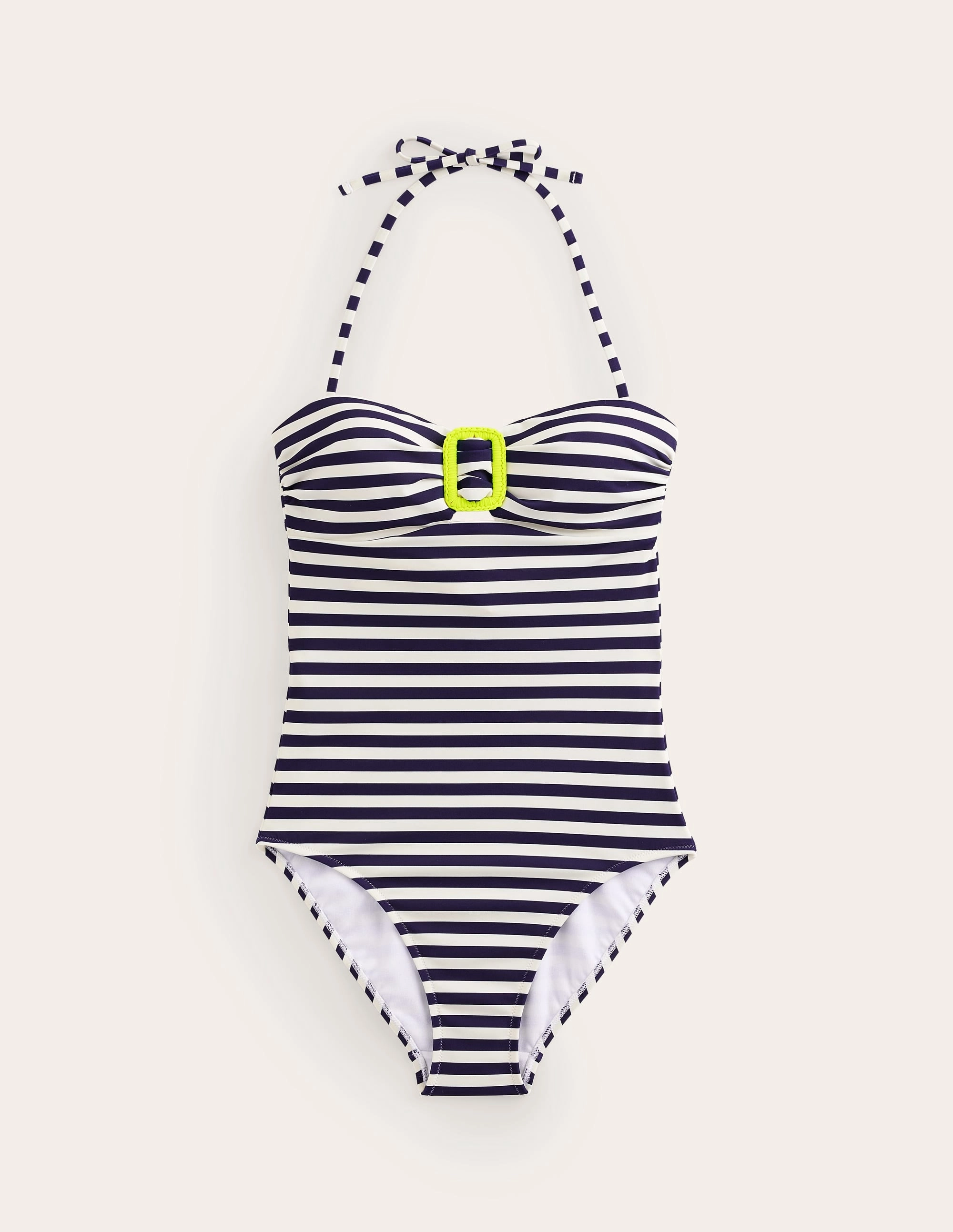 Taormina Bandeau Swimsuit-Navy/Ivory Stripe Coastal Fashion