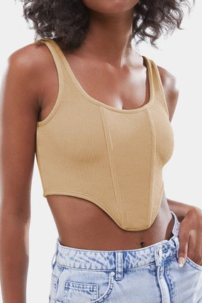 WOMEN SEXY DEEP U NECK CROP TANK TOP Ergonomic Fit Design