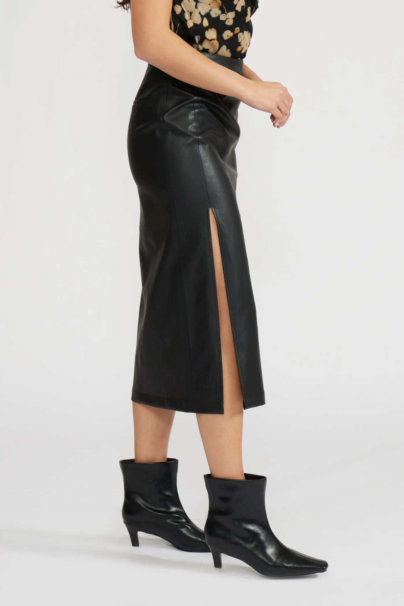 City Style TAYLOR LEATHER MIDI SKIRT