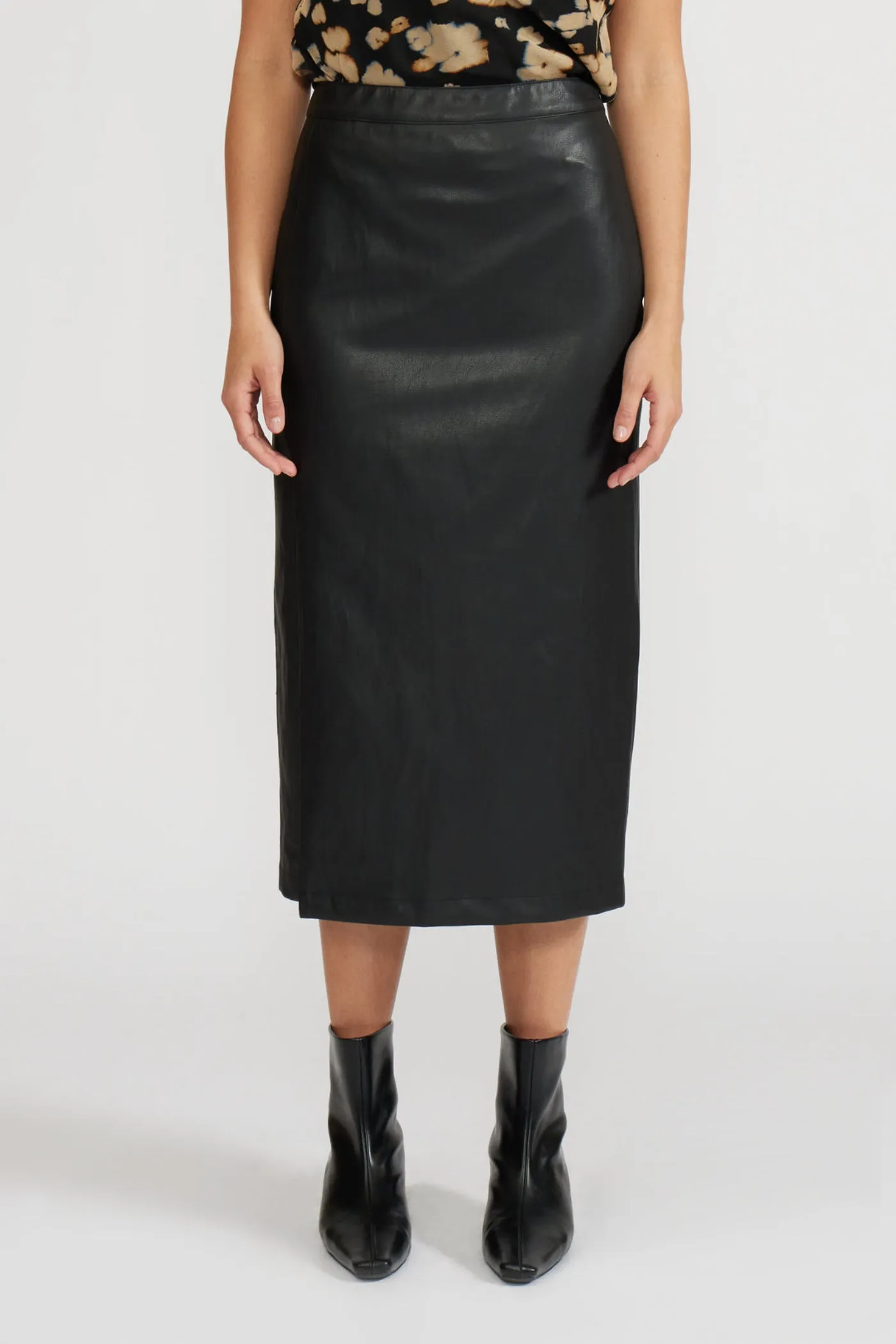 Future Fashion Cozy Tones TAYLOR LEATHER MIDI SKIRT