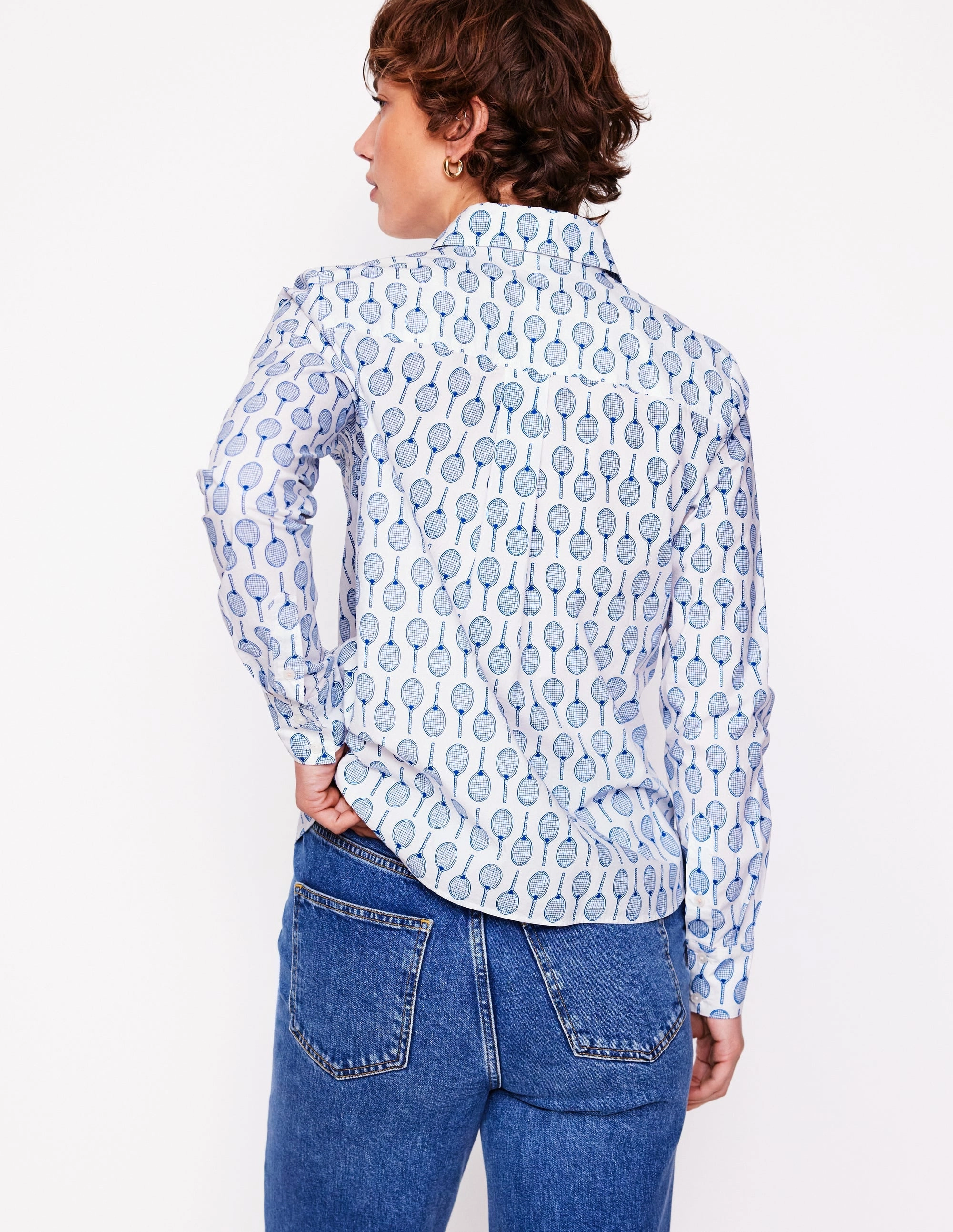 Variable Tension Adjustment NonIrritatingEdges Sienna Cotton Shirt-Ivory, Tennis