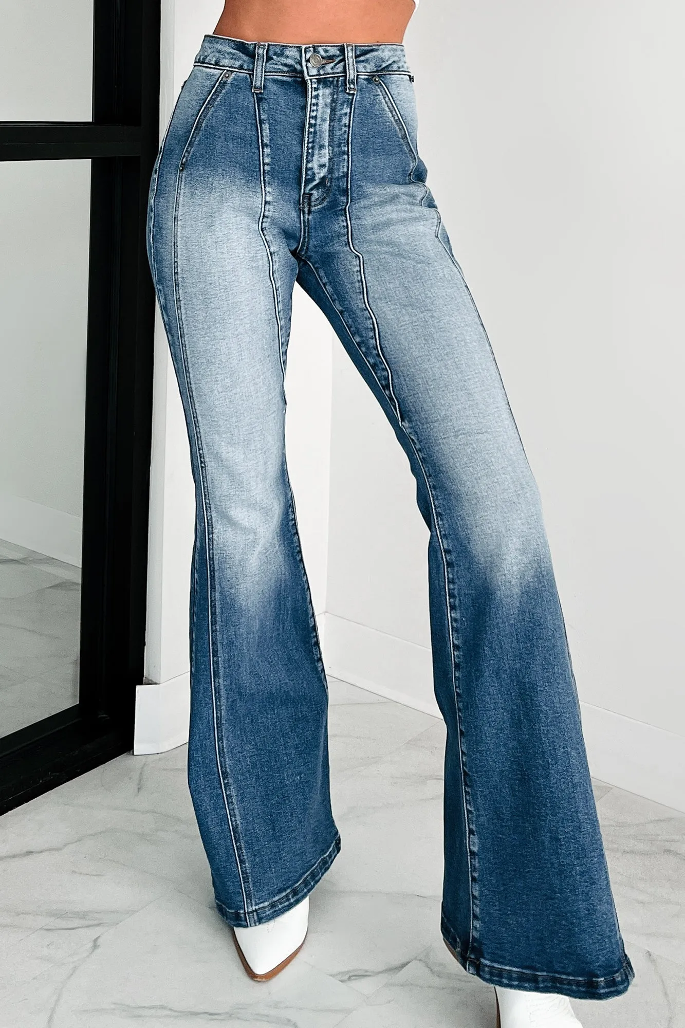 Style Match Teeter Cello High Rise Front Seam Flare Jeans (Medium)