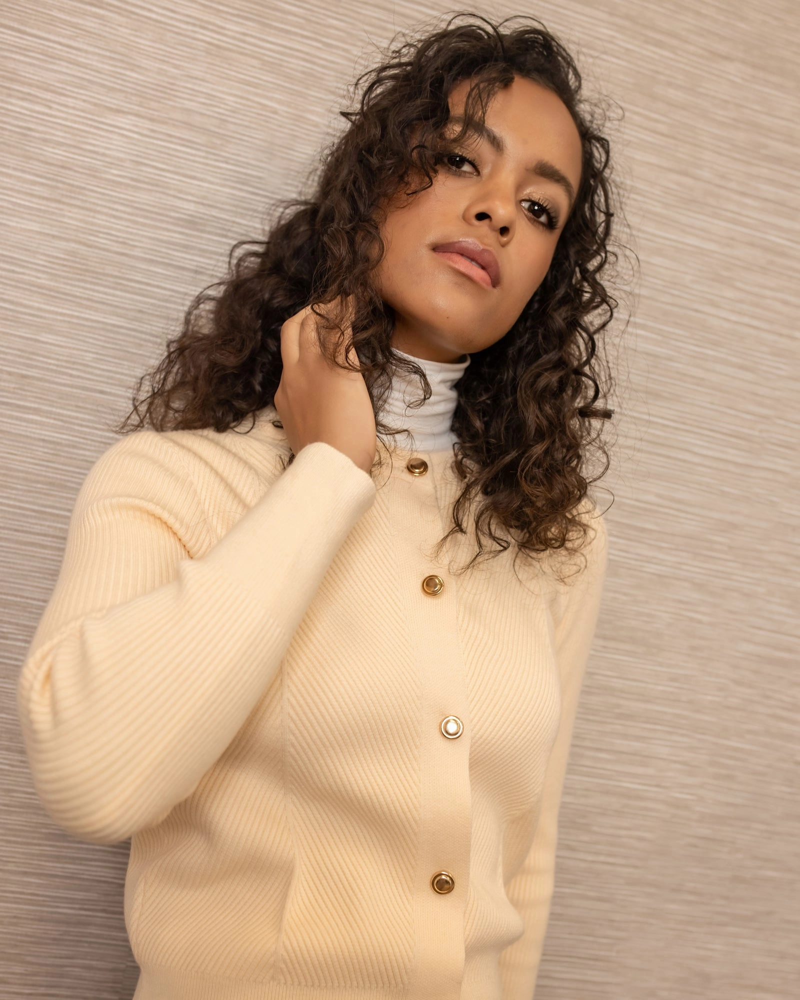 Textured Cardigan | Butter Curved Hemline