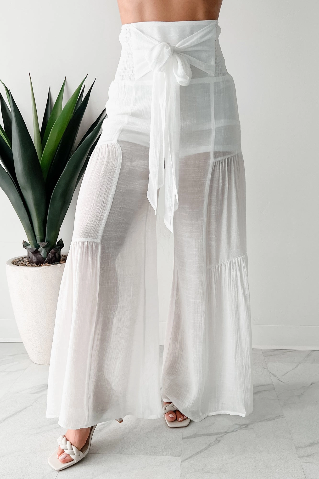 That Time Of Year Tiered Flowy Pants (White) Chill Comfort Fit High Quality Material
