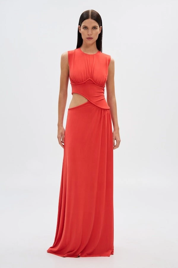 The 'Sierra' Jersey Gown Tomato Red Clean Edge