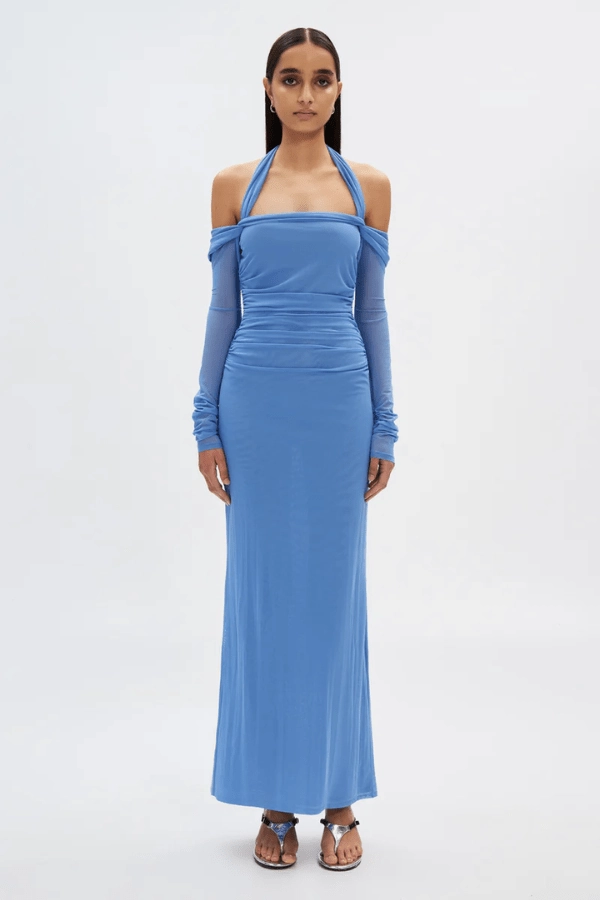 Fresh Motion Family Glow The 'Sonnet' Mesh Dress Cornflower Blue