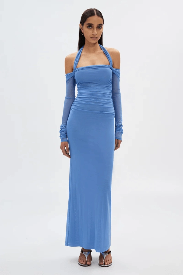 Effortless Vibe Elegant Touch The 'Sonnet' Mesh Dress Cornflower Blue