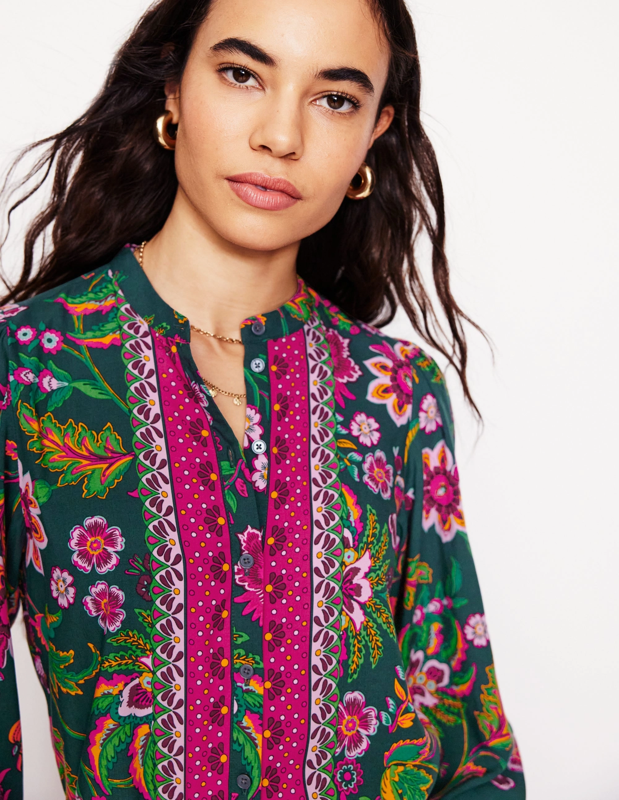Buttery Soft Handfeel FlexibleSole Theodora Blouse-Multi, Blossom Flourish