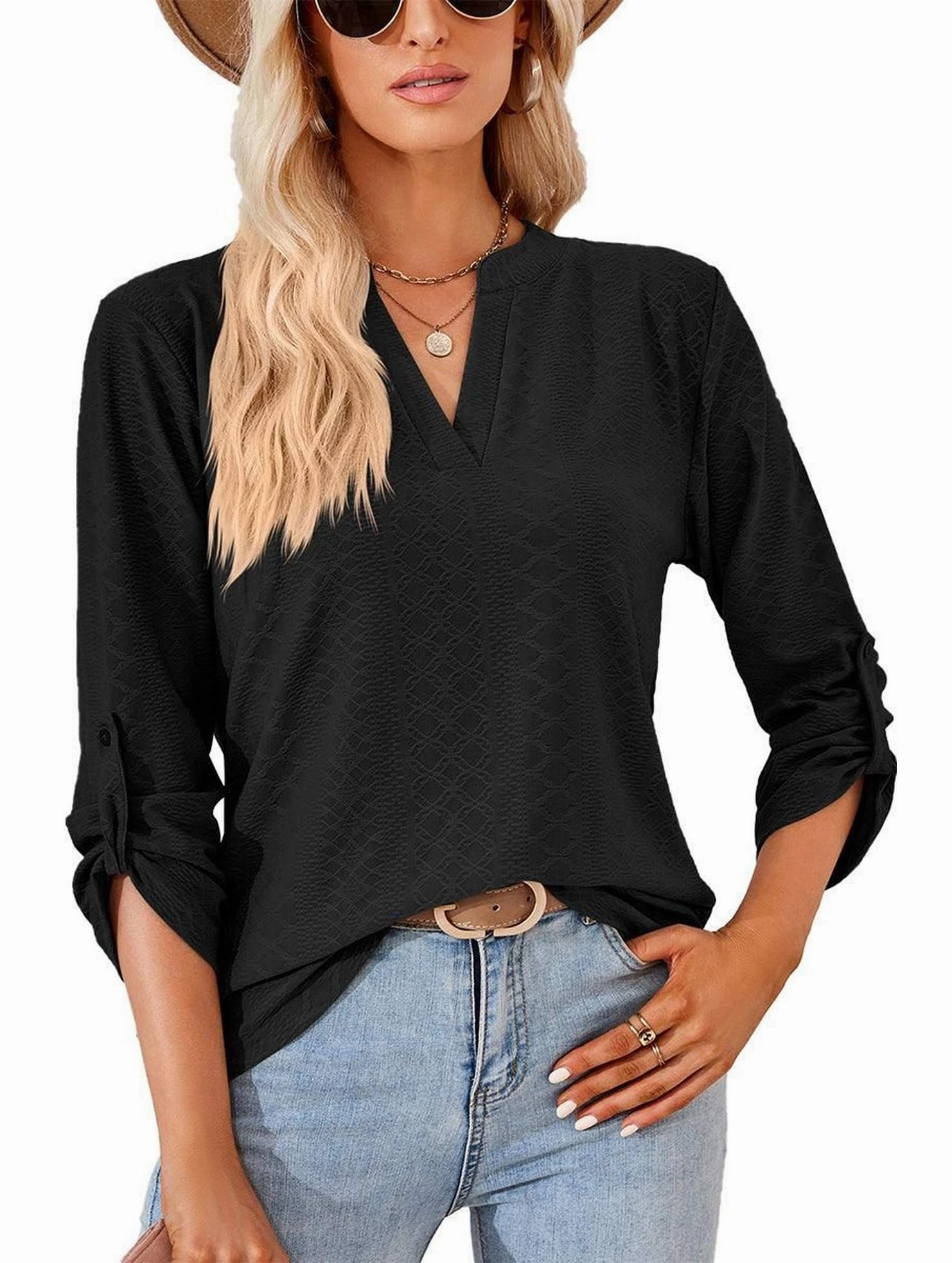 Soft Inner Lining THREE QUARTER SLEEVE V NECK TOP