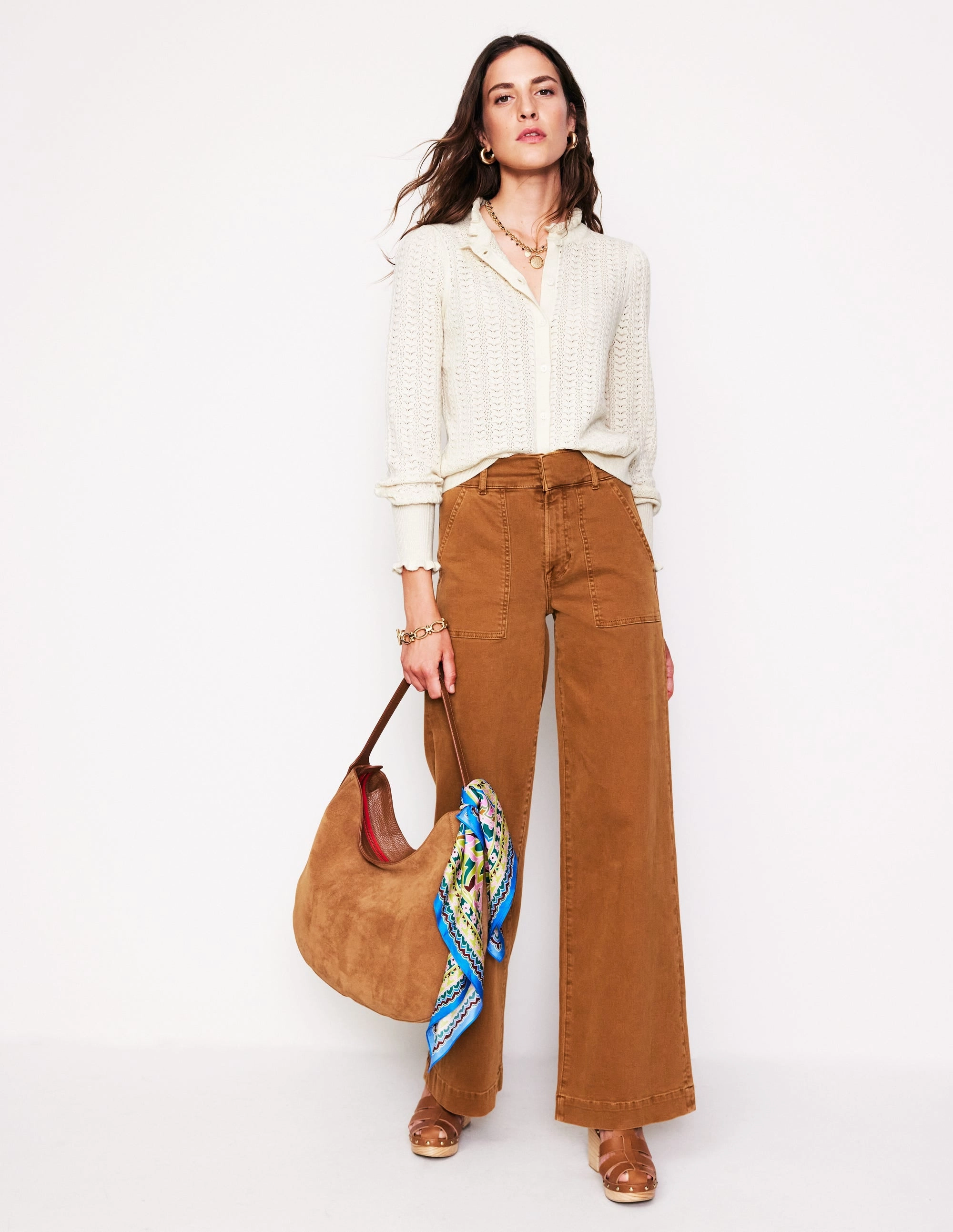 Home Style QuickDry Fibers Tia Pointelle Frilled Cardigan-Warm Ivory