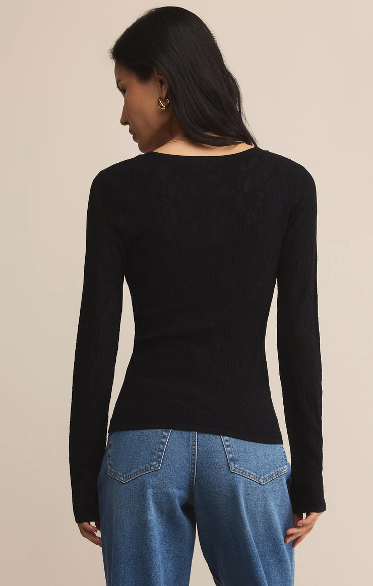 Tibi Scoop Mesh Sweater Top in Black NoSlipSurface Cozy Knit