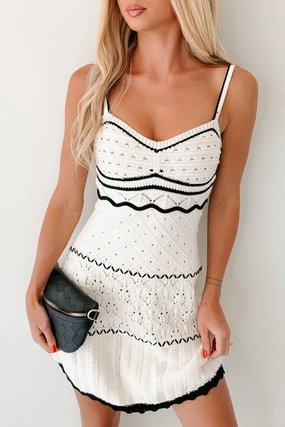 Cupids Cloud Sleeveless Crochet Mini Dress (Cream) Refined Simplicity