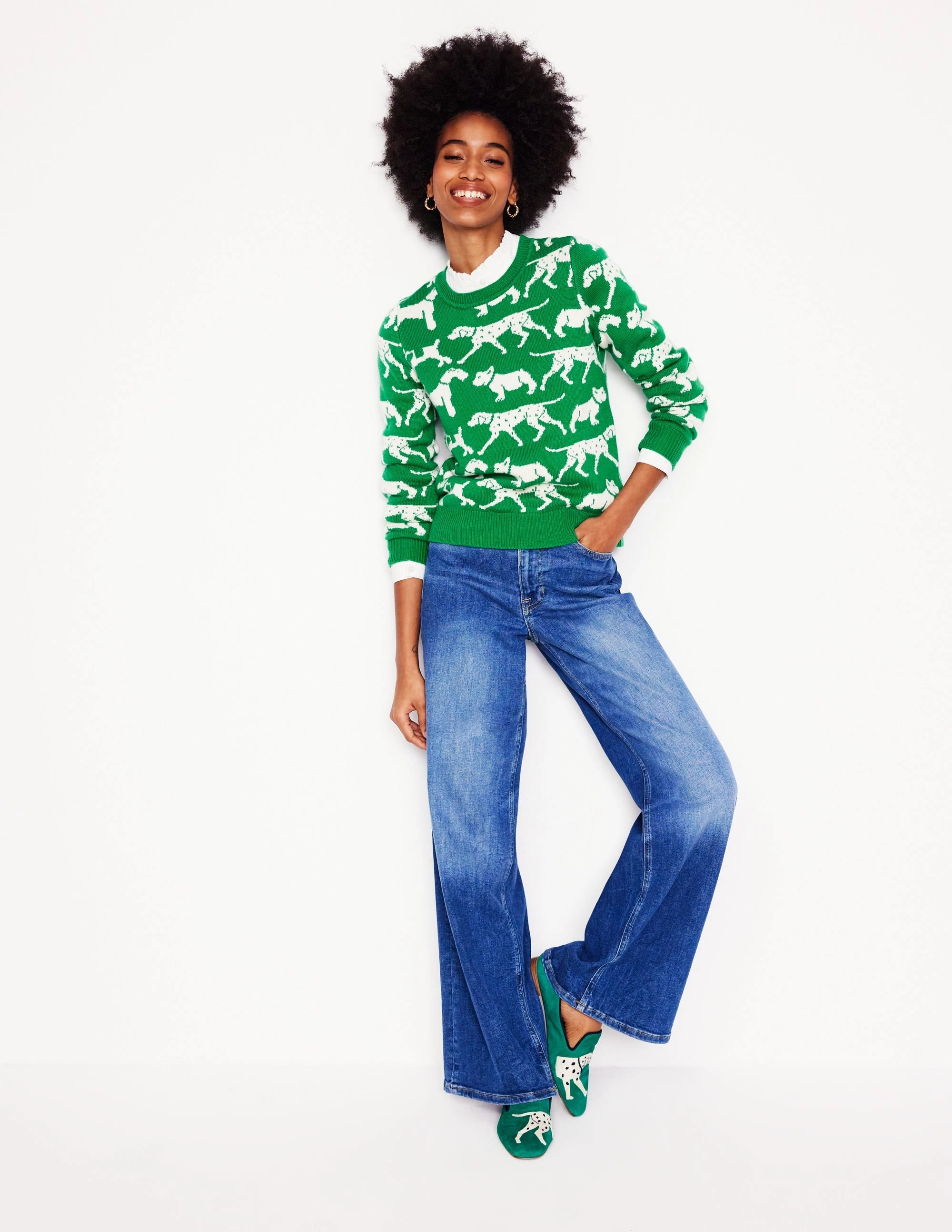 Heather Jacquard Jumper-Sapling Green, Dogs No Fuss City Ready