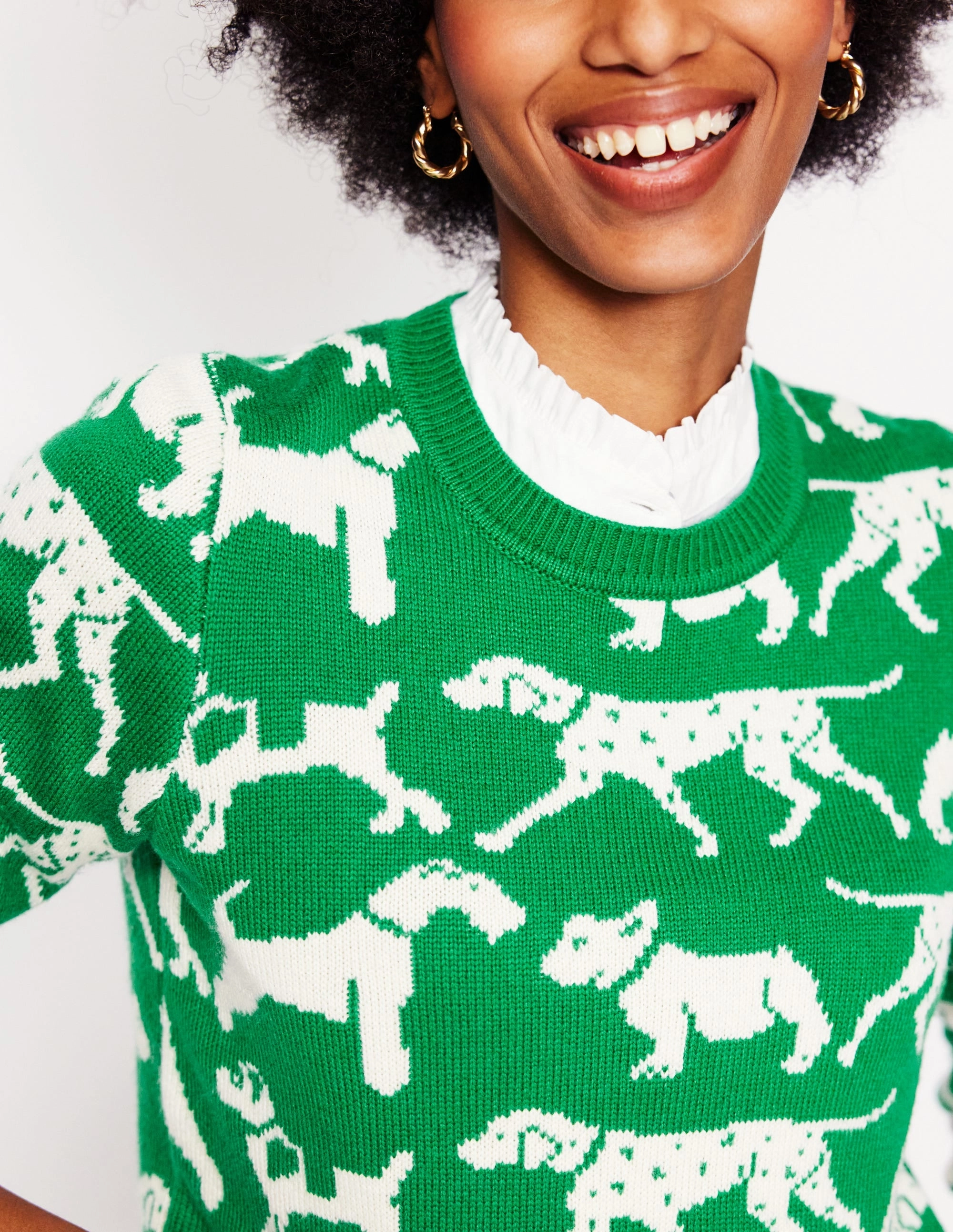 Temperature Regulating Knit Heather Jacquard Jumper-Sapling Green, Dogs