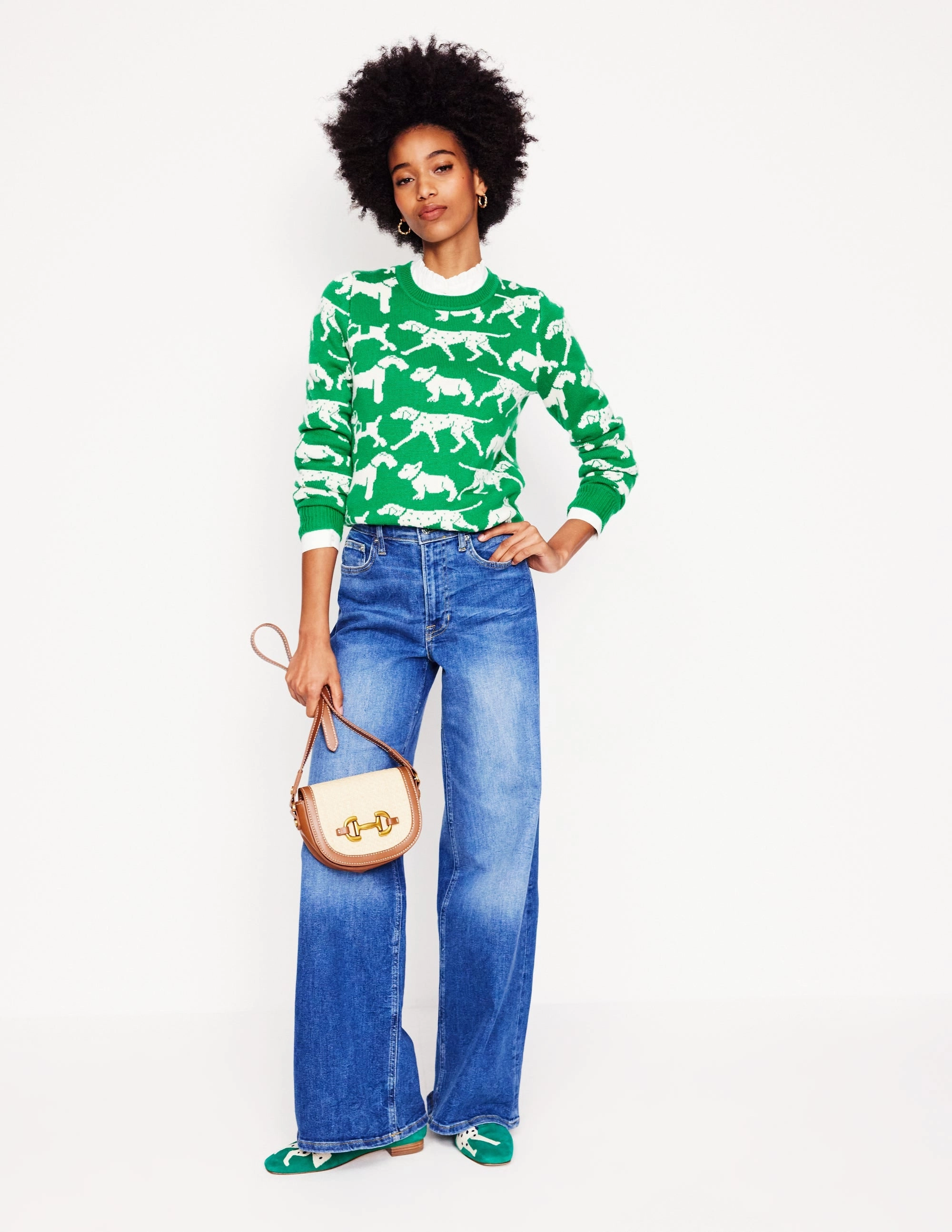 Heather Jacquard Jumper-Sapling Green, Dogs Street Ready